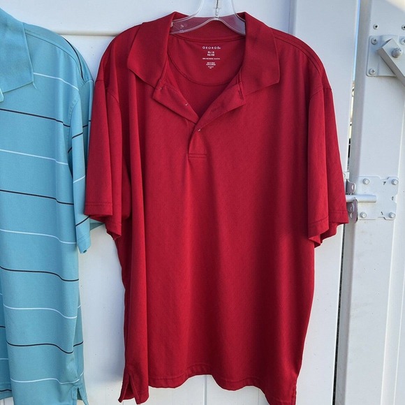 Lot of 3 George Polo Shirt Gray Golf Short Sleeve Red Blue White Striped XL - Picture 4 of 12